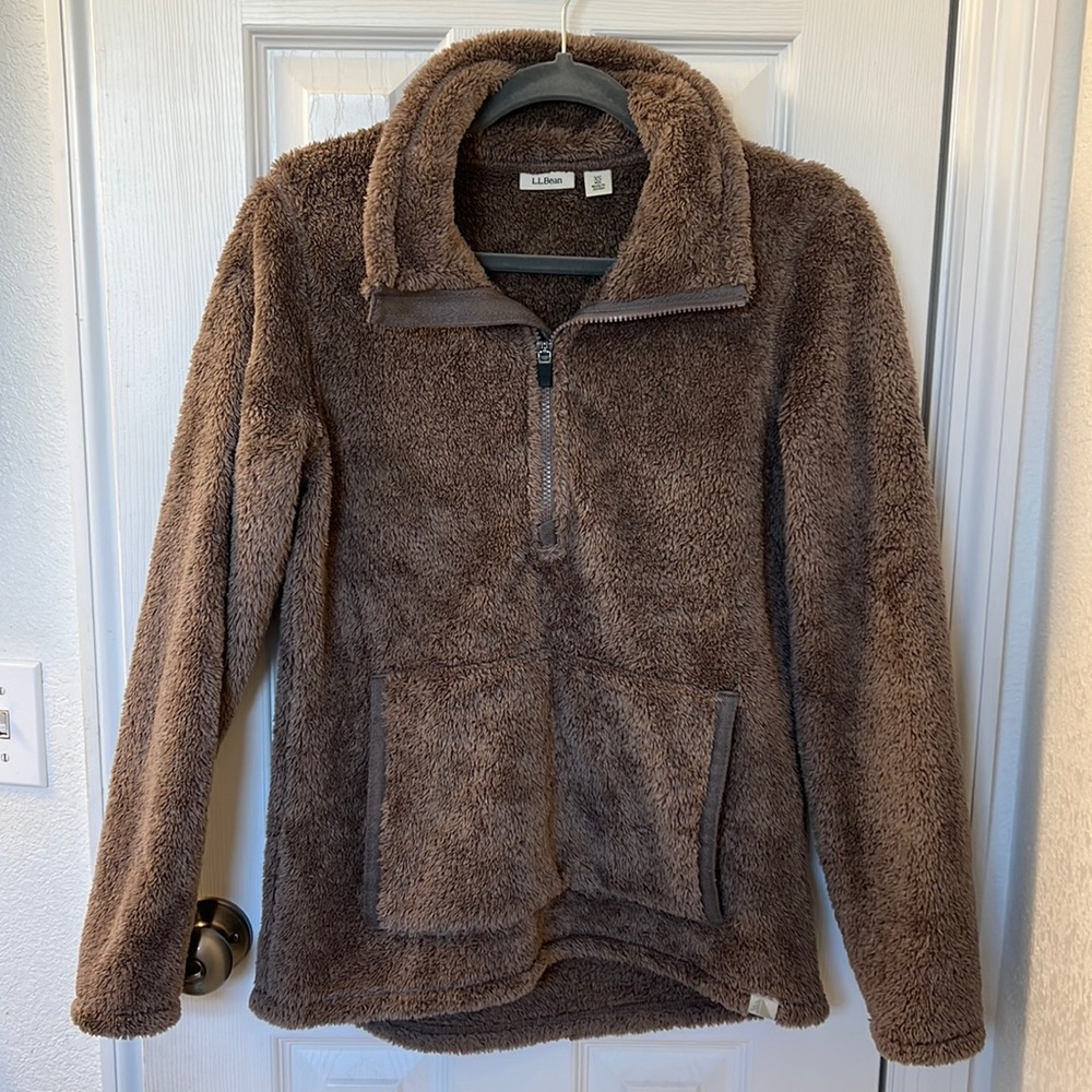 Ll Bean Fuzzy Teddy Jacket Quarter Zip L.L. Bean Pullover Plush